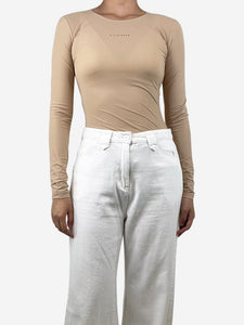 MM6 Maison Margiela Cream round-neck long-sleeve bodysuit - size S