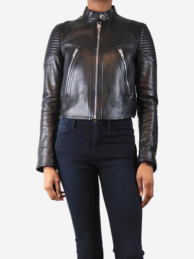 Black leather biker jacket - size UK 8 Coats & Jackets Givenchy 