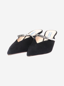 Prada Black bejewelled suede mules - size EU 38 (UK 5)