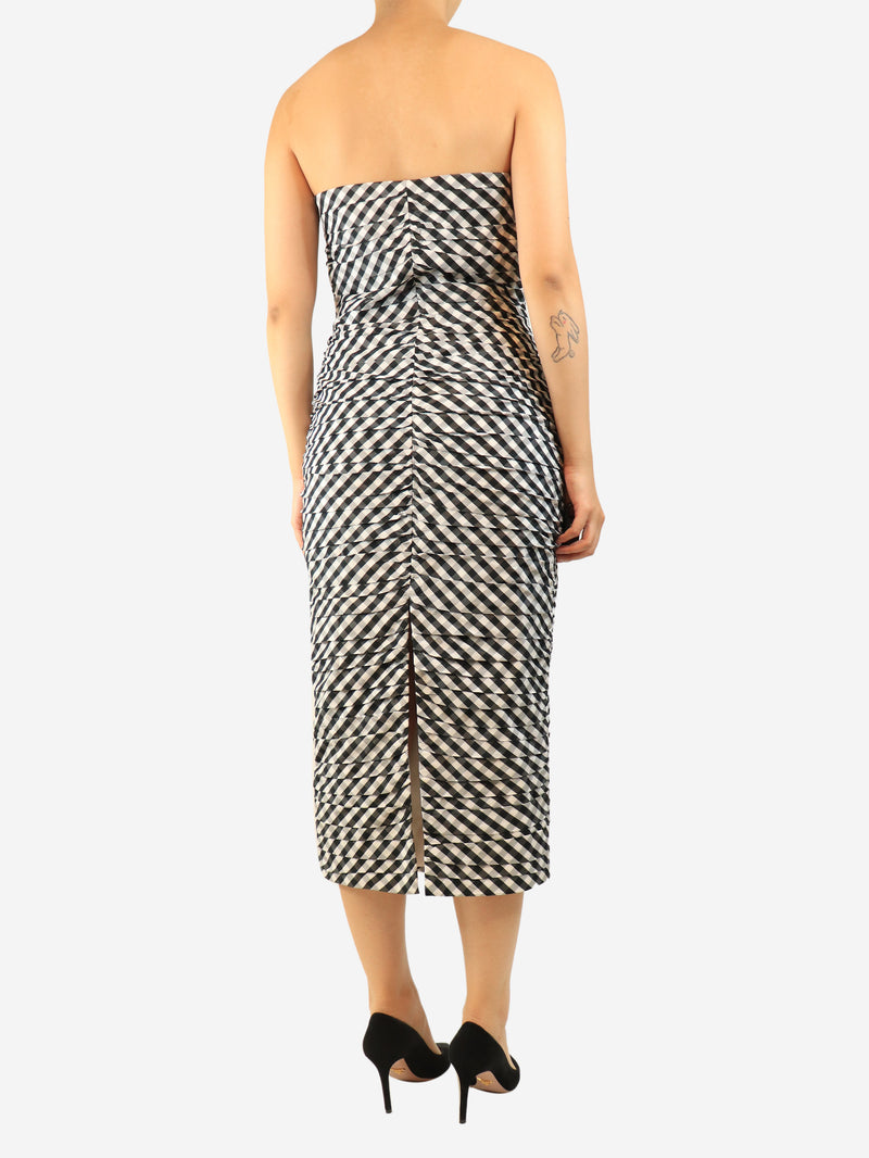 Black and white gingham strapless gingham dress - size UK 10