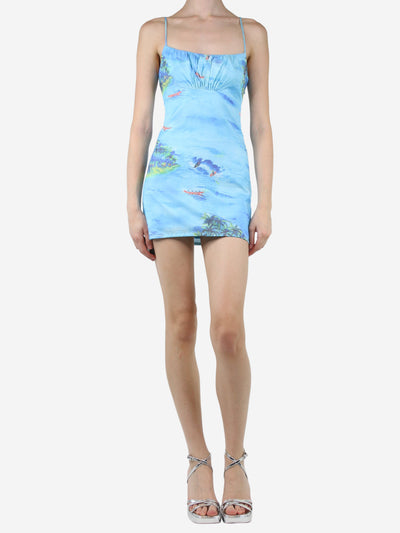 Blue sleeveless printed mini dress - size UK 4 Dresses Staud 