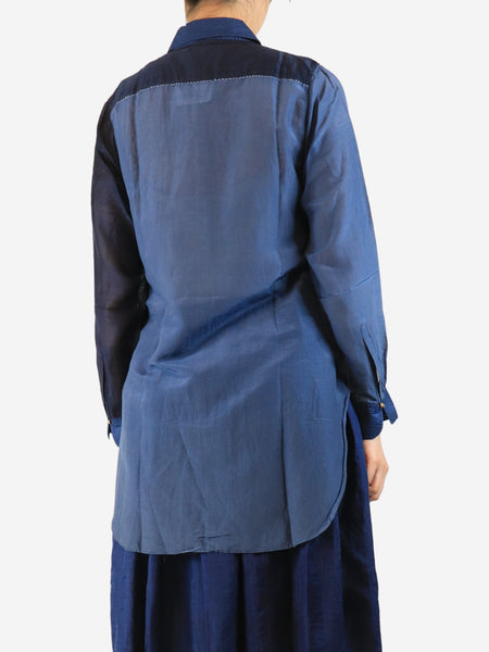 Blue cotton and silk-blend tunic - size UK 10 alternate image