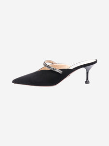 Prada Black bejewelled suede mules - size EU 38 (UK 5)