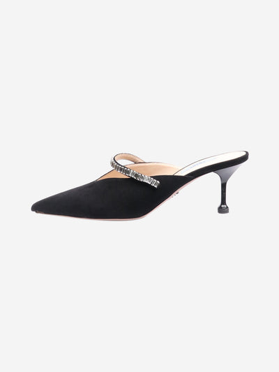 Black bejewelled suede mules - size EU 38 (UK 5)