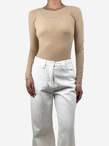 MM6 Maison Margiela Cream round-neck long-sleeve bodysuit - size S