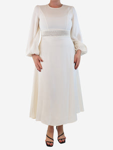 Zimmermann Pearl crepe lattice midi dress - size UK 12