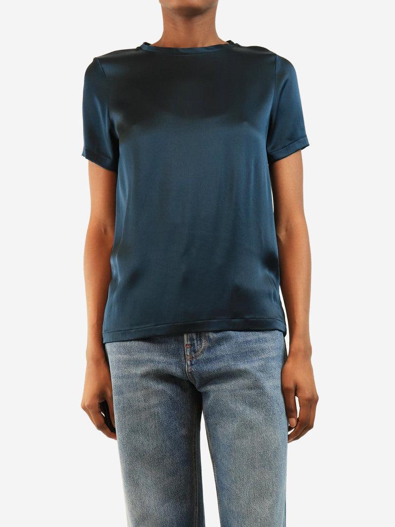 Midnight blue satin top - size UK 8 Tops S Max Mara 