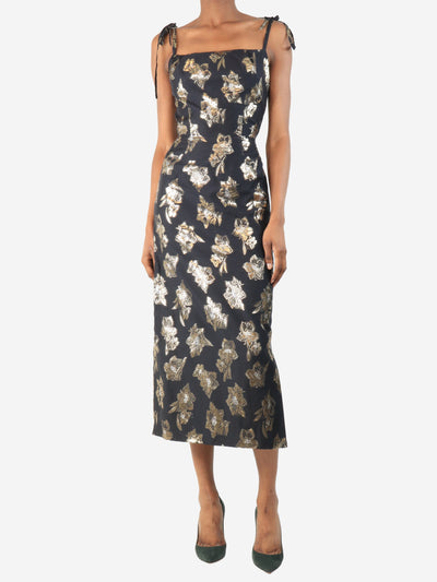 Black floral jacquard midi dress - size UK 6 Dresses The Vampire's Wife 