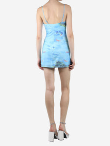 Staud Blue sleeveless printed mini dress - size UK 4