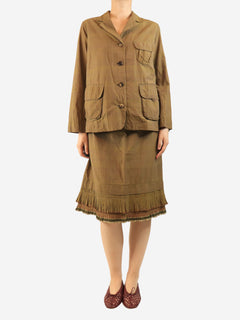 Khaki cotton lightweight jacket and skirt set - size L Sets Dosa 