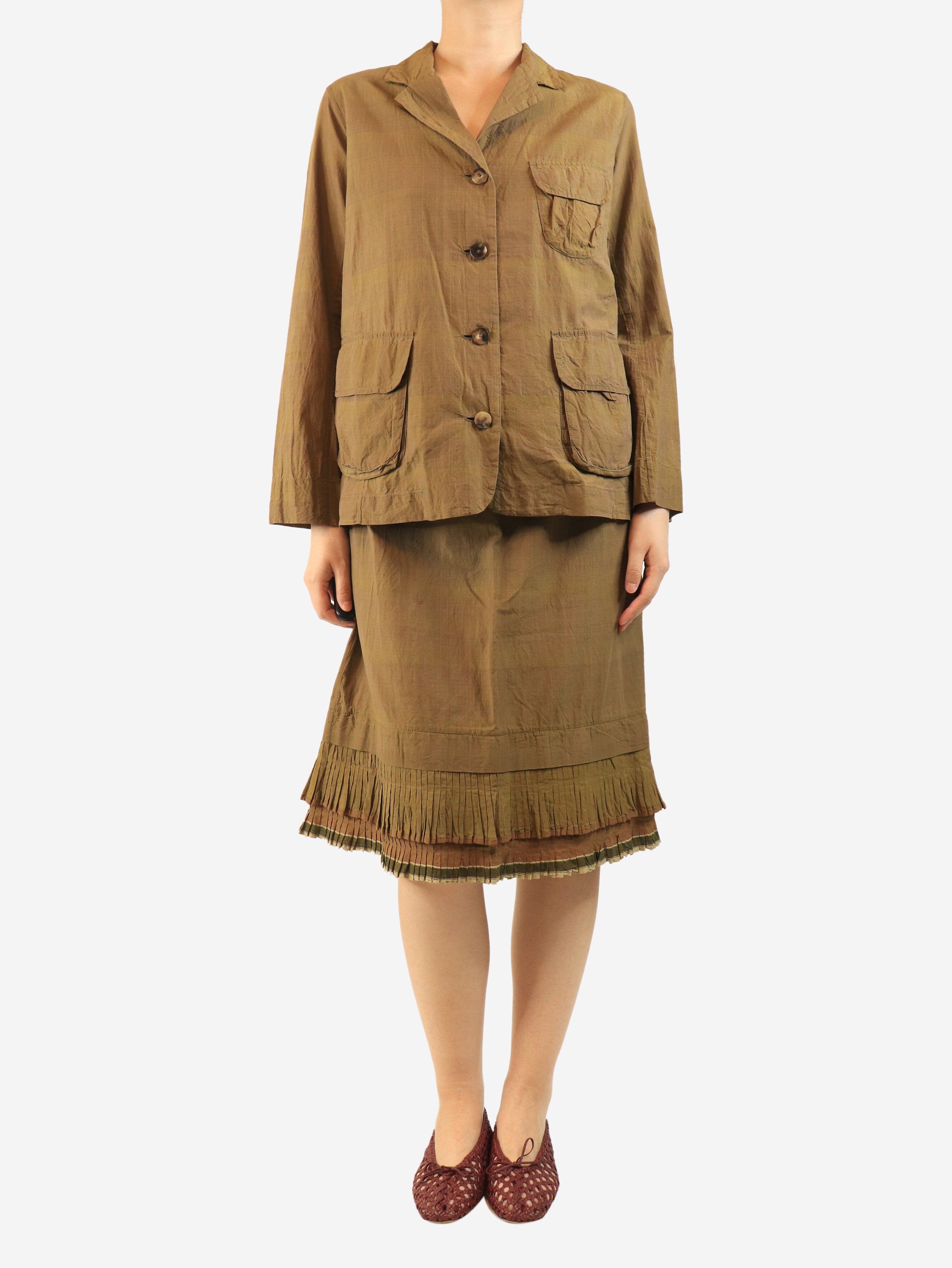 Khaki cotton lightweight jacket and skirt set - size L Sets Dosa 