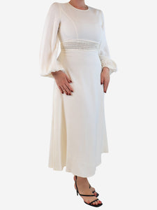 Zimmermann Pearl crepe lattice midi dress - size UK 12