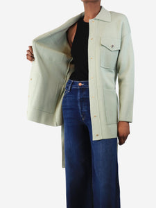 Sandro Mint green belted knit jacket - size UK 6