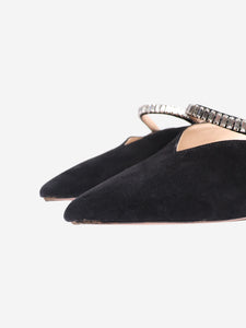 Prada Black bejewelled suede mules - size EU 38 (UK 5)