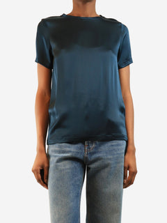 Midnight blue satin top - size UK 8 Tops S Max Mara 