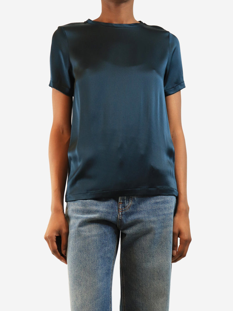 Midnight blue satin top - size UK 8 Tops S Max Mara 