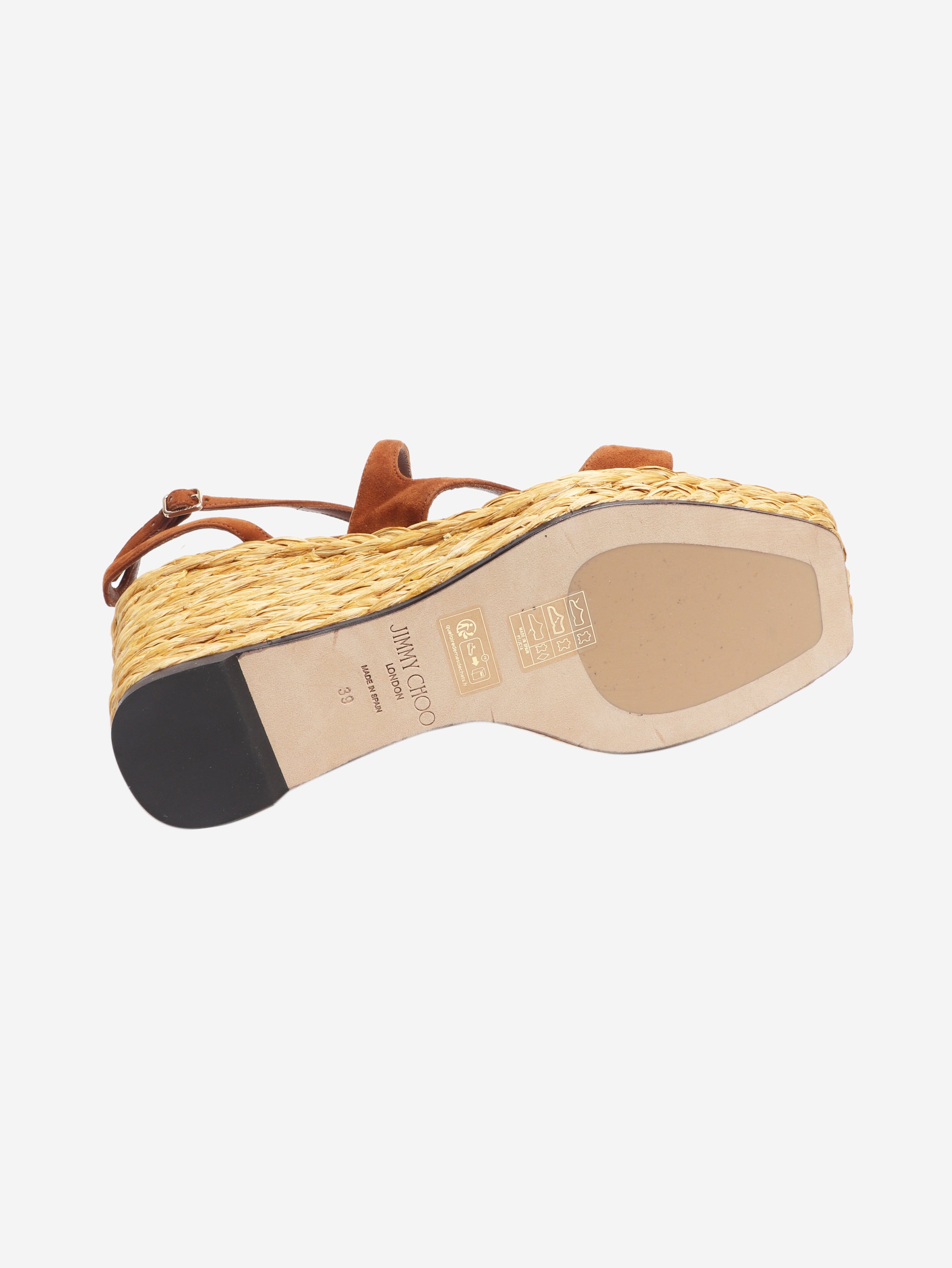 Brown Ayla 85 Suede wedge sandals - size EU 39 Heels Jimmy Choo 