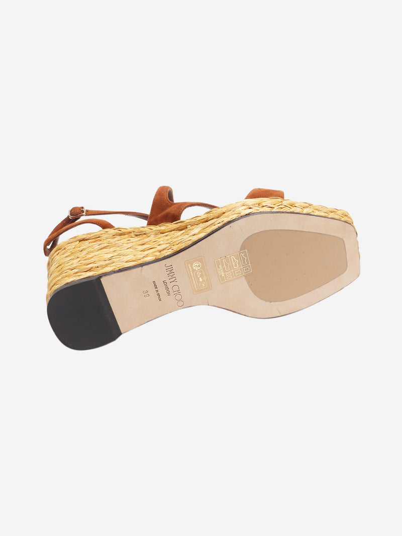 Brown Ayla 85 Suede wedge sandals - size EU 39 Heels Jimmy Choo 