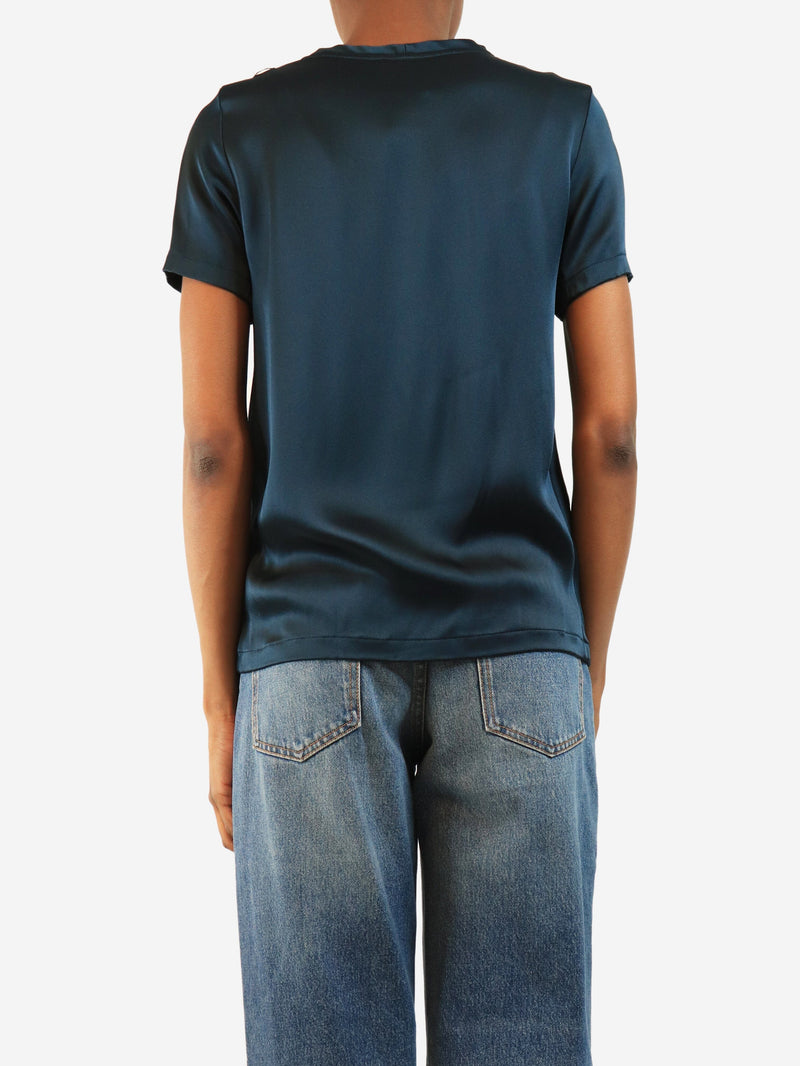 Midnight blue satin top - size UK 8 Tops S Max Mara 