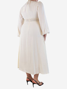 Zimmermann Pearl crepe lattice midi dress - size UK 12