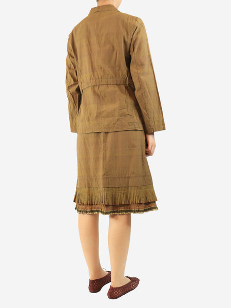 Khaki cotton lightweight jacket and skirt set - size L alternate image