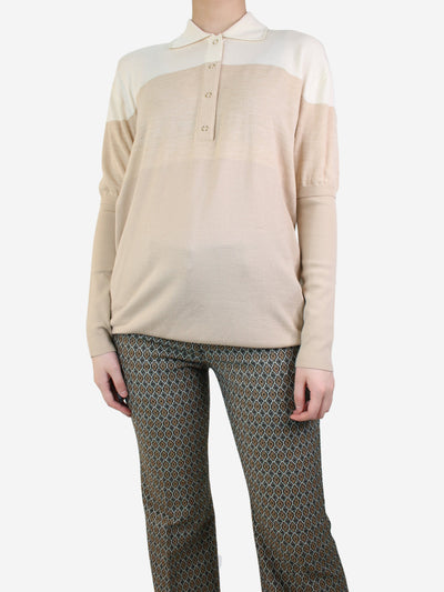 Beige two-tone long-sleeve polo shirt - size M Knitwear Burberry 