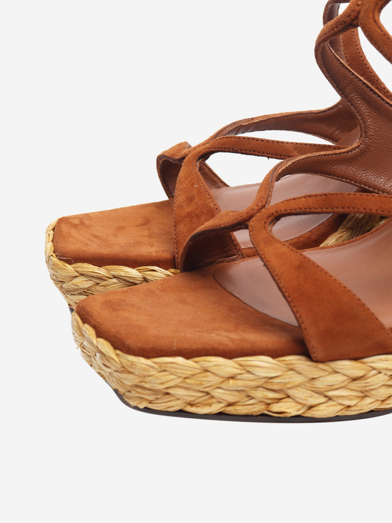 Brown Ayla 85 Suede wedge sandals - size EU 39