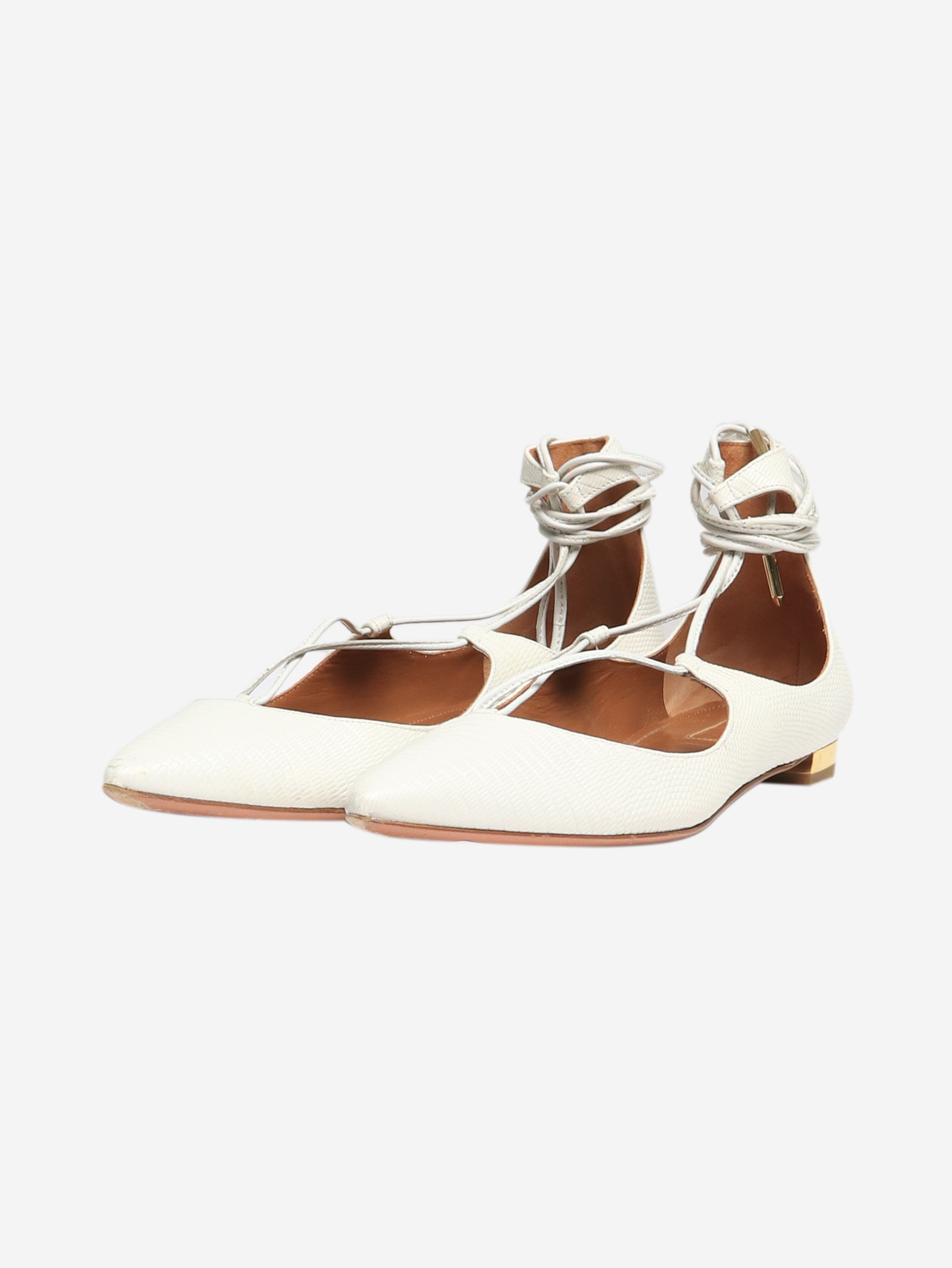 White mock-lizard skin Christy flats - size EU 37 Shoes Aquazzura 