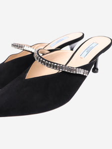 Prada Black bejewelled suede mules - size EU 38 (UK 5)