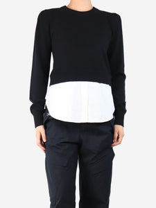 Veronica Beard Black cashmere jumper with shirt hem - size M