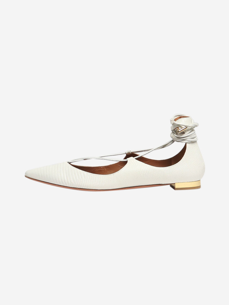 White mock-lizard skin Christy flats - size EU 37 Shoes Aquazzura 
