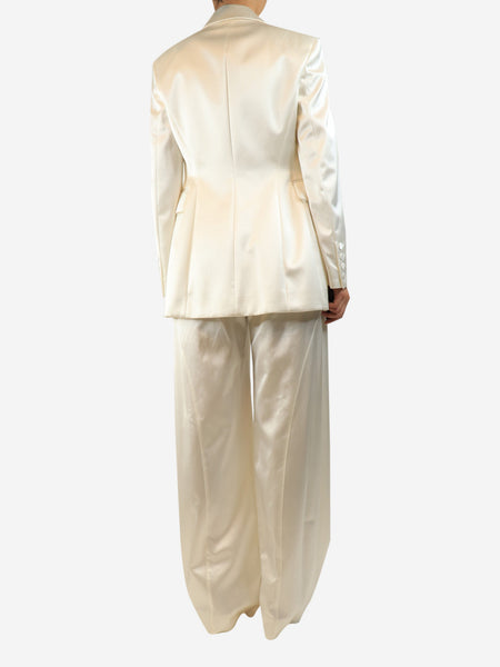 Cream satin two-piece suit set - size UK 10 alternate image
