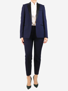 Celine Navy blue tuxedo jacket and trouser set - size UK 10
