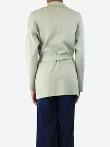 Sandro Mint green belted knit jacket - size UK 6