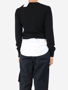Veronica Beard Black cashmere jumper with shirt hem - size M