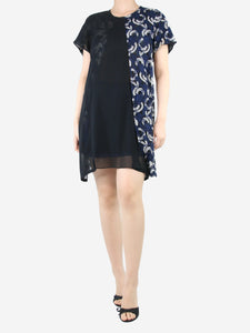 Junya Watanabe x Comme Des Garçons Black and blue two-tone lace mini dress - size M