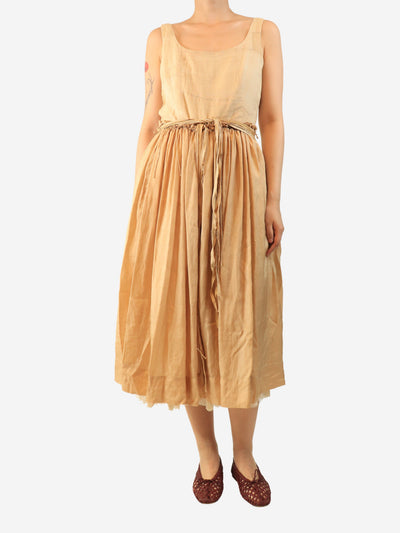 Neutral sleeveless belted cotton dress - size L Dresses Dosa 