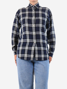 Margaret Howell Blue linen check shirt - size UK 8