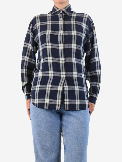 Blue linen check shirt - size UK 8 Tops Margaret Howell 