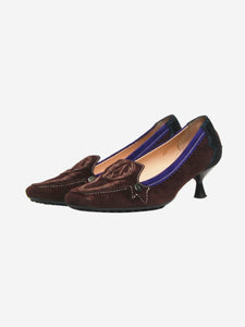 Tod's Brown embroidered suede pumps - size EU 37