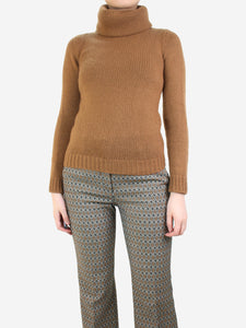 Ralph Lauren Brown roll-neck cashmere jumper - size XS