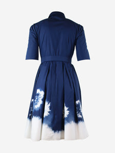Prada Blue tie-dye pleated midi dress - size UK 8