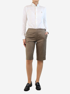 Hermes Brown belted lightweight shorts - size UK 10