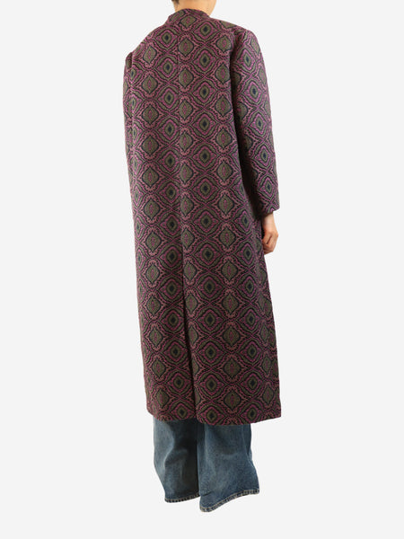 Purple and green Carnot jacquard coat - size UK 14 alternate image
