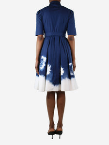 Prada Blue tie-dye pleated midi dress - size UK 8