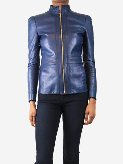 Navy leather jacket - size UK 6 Coats & Jackets Gucci 