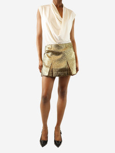 Self Portrait Gold metallic Jacquard skirt - size UK 10