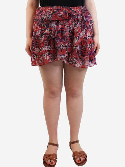 Red floral printed mini skirt - size UK 12 Skirts IRO 