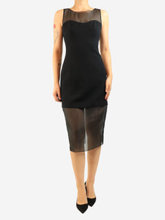 Black sleeveless midi dress - size UK 10