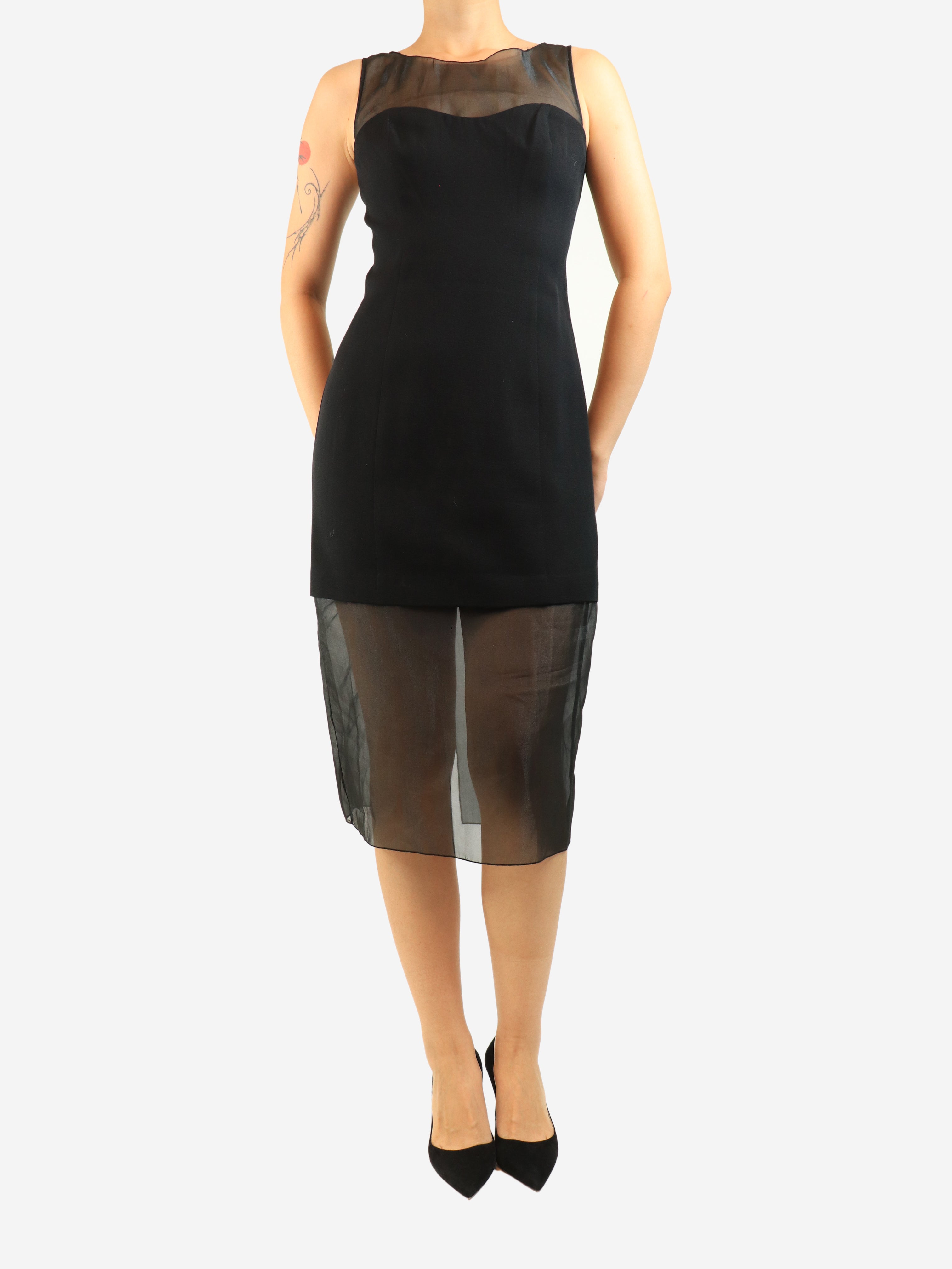Black sleeveless midi dress - size UK 10